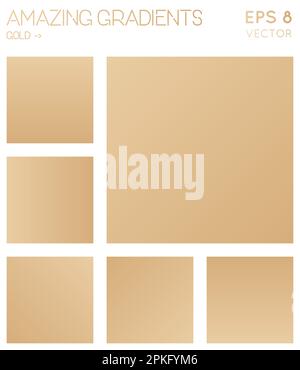 Farbenfrohe Farbverläufe in goldenen Farbtönen. Bewundernswerter Gradientenhintergrund, emotionale Vektordarstellung. Stock Vektor