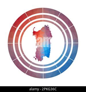 Sardinien-Emblem. Helles, verlaufendes Logo der Insel in flachem Poly-Stil. Stock Vektor