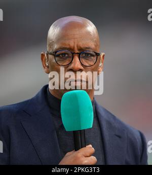 06. April 2023 - England/Brasilien - Women’s Finalissima - Wembley Stadium TV Football pundit und ehemaliger Spieler Ian Wright während des UEFA Women's Finalissima 2023 bei Wembley Picture : Mark Pain / Alamy Live News Stockfoto