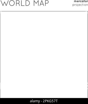 Weltkarte. Globus in Mercator Projektion, mit Rasterlinien. Vektorgrafik umreißen. Stock Vektor
