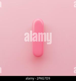 3D Rosa Großbuchstabe I mit glänzender Oberfläche auf pinkfarbenem Hintergrund. Stock Vektor