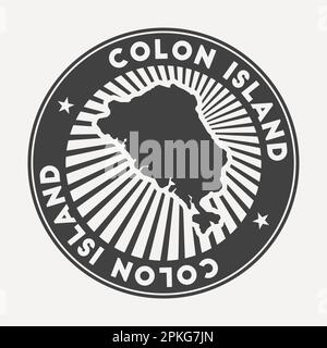 Colon Island rundes Logo. Vintage-Reiseabzeichen mit kreisförmigem Namen und Karte, Vektordarstellung. Kann als Abzeichen, Logo, Label oder Aufkleber verwendet werden Stock Vektor