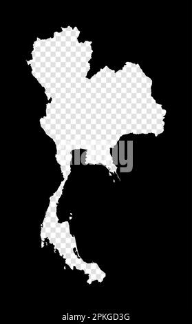 Schablonenkarte von Thailand. Einfache und minimal transparente Karte von Thailand. Schwarzes Rechteck mit ländlicher Form. Tolle Vektordarstellung. Stock Vektor
