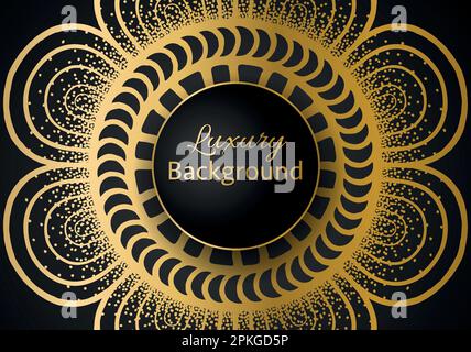 Goldene Formen auf dunkelschwarzem Hintergrund Luxury Realistic Concept 3D Papierschnitt Stock Vektor