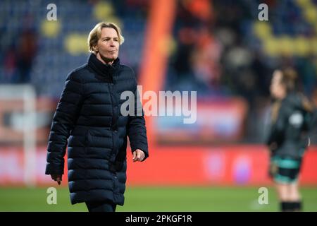 Sittard Geleen, Niederlande. 07. April 2023. Fußball, Frauen: Internationale Wettkämpfe, Niederlande - Deutschland, Fortuna Sittard Stadion. Deutsche Trainerin Martina Voss-Tecklenburg nach dem Spiel. Kredit: Marius Becker/dpa/Alamy Live News Stockfoto