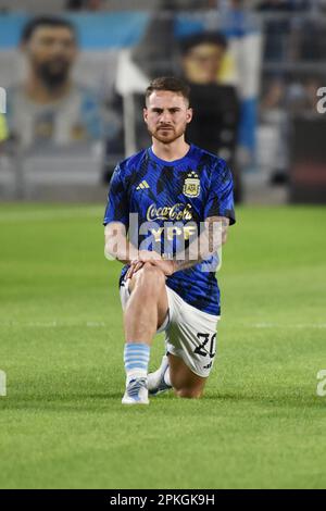 BUENOS AIRES, ARGENTINIEN - APRIL 23: Alexis Mac Alilster während eines Spiels zwischen Argentinien und Panama am Estadio Mas Monumental. Stockfoto