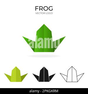 Origami-Vektorlogo und -Symbol mit Frosch. Stock Vektor