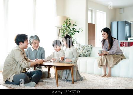 Eine dreiköpfige Familie Stockfoto