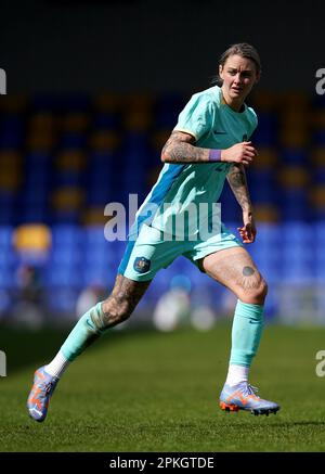 Australiens Larissa Crummer bei einem internationalen Spiel im Cherry Red Records Stadium in London. Foto: Freitag, 7. April 2023. Stockfoto