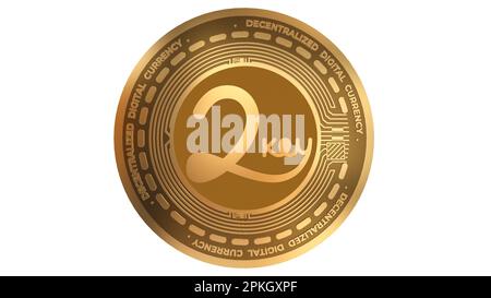 Golden Cryptocurrency von 2Key Network Sign isoliert auf weißem Hintergrund Stockfoto