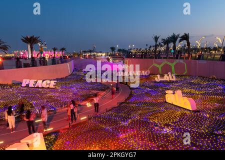 Ramadan Light Show an der Corniche Doha. Ramadan Lichtdekoration an der Corniche Doha Stockfoto