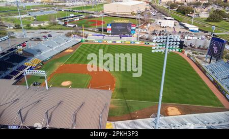 Baton Rouge, LA - Februar 2023: Alex Box Stadium, Heimstadion des LSU Baseball. Stockfoto