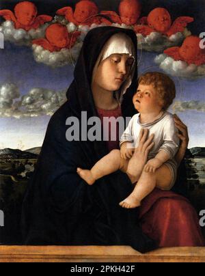 Madonna von Red Cherubs, gemalt vom italienischen Renaissance-Künstler Giovanni Bellini Stockfoto