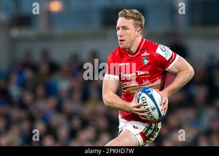 Dublin, Irland. 08. April 2023. Harry Potter von Leicester während des Heineken Champions Cup, Viertelfinalspiels zwischen Leinster Rugby und Leicester Tigers im Aviva Stadium in Dublin, Irland, am 7. April 2023 (Foto: Andrew SURMA/Credit: SIPA USA/Alamy Live News Stockfoto