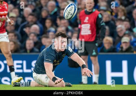 Dublin, Irland. 08. April 2023. Dan Sheehan von Leinster während des Heineken Champions Cup, Viertelfinalspiels zwischen Leinster Rugby und Leicester Tigers im Aviva Stadium in Dublin, Irland, am 7. April 2023 (Foto: Andrew SURMA/Credit: SIPA USA/Alamy Live News Stockfoto