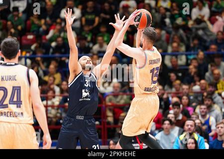 Forum of Assago, Mailand, Italien, 07. April 2023, Tomas Satoransky (FC BARCELONA) beim EA7 Emporio Armani Milano gegen FC Barcelona – Basketball Eurolea Stockfoto