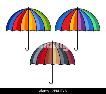 Regenschirm In Regenbogenfarben Isoliert Auf Weißem Hintergrund Stock Vektor