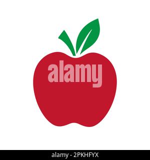 Roter Apfel Mit Grünem Blattvektor Stock Vektor