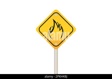 Warnschild „Brandgefahr“ isoliert auf weißem Hintergrund Stock Vektor