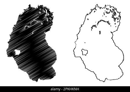 Lake Chilwa (Afrika, Republik Malawi) Kartenvektordarstellung, skizzierte Karte Stock Vektor