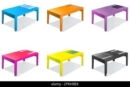 Stellen Sie eine Vektordarstellung von farbenfrohen Stühlen auf weißem Hintergrund ein Stock Vektor