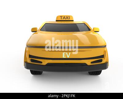 3D – Gelb dargestellt für Taxi oder Elektrofahrzeug auf weißem Hintergrund Stockfoto