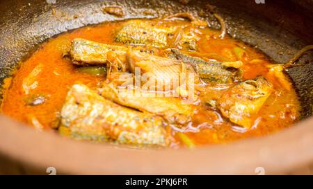 Tontopf Magie: Traditionelles Sri-Lankisches Fischcurry Stockfoto