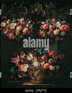 Stillleben mit Blumen zwischen 1650 und 1660 von Juan de Arellano Stockfoto