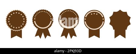 Textetikett auf einer runden Form. Rundes Abzeichen, Etikett, Hintergrund, visuelles Element. Für Visitenkarten, Branding, Visitenkarten, Websites, Verpackungsdesign, Stock Vektor