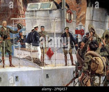 PRIMO DE RIVERA, MIGUEL. POLITIO Y MILITAR ESPAÑOL. JEREZ DE LA FRONTERA 1870 - 1930. DESEMBARCO DE ALHUCEMAS ( DETALLE ) OLEO DE JOSE MORENO CARBONERO. 1825. JUNTO A JOSE SANJURJO. Stockfoto