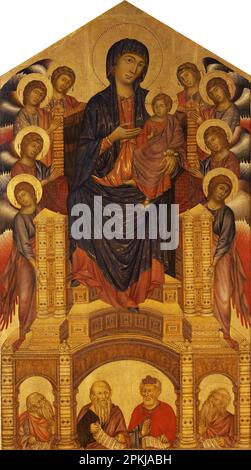 Santa Trinita Maestà (Madonna gekrönt; Madonna und Kind gekrönt mit acht Engeln, Santa Trinita Madonna) zwischen ca. 1290 und ca. 1300 von Cimabue Stockfoto