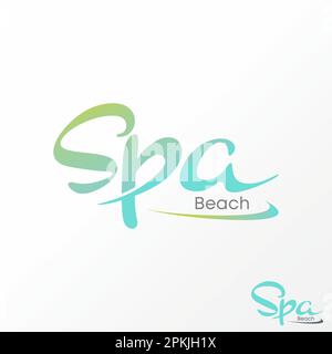 Logo Design Grafikkonzept kreativ abstrakte Premium-Vektorbriefe SPA handgeschriebene Schriftart mit Strand. In Verbindung mit Entspannungs- und Schönheitsurlaub Stock Vektor