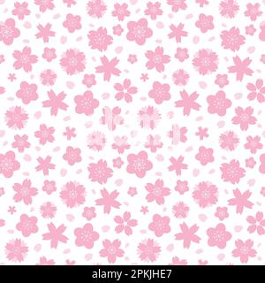 Nahtloses Muster mit geometrischen pinkfarbenen Sakurblumen Stock Vektor