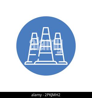 Verkehrskegel, Symbol für schwarze Linie. Stopp-Symbol. Straßenverkehrsschild. Stock Vektor