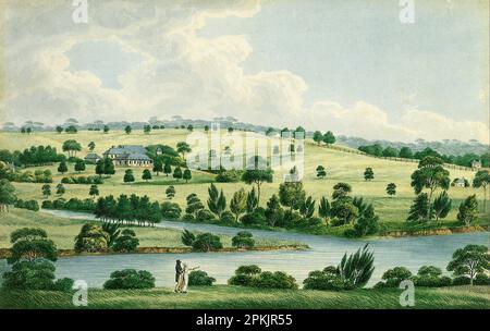 Residenz von John MacArthur Esq in der Nähe von Parramatta N.S.W, ca. 1823 von Joseph Lycett Stockfoto