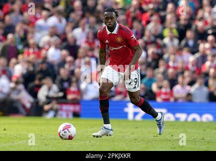 Manchester, Großbritannien. 8. April 2023. Aaron Wan-Bissaka von Manchester United während des Premier League-Spiels in Old Trafford, Manchester. Der Bildausdruck sollte lauten: Andrew Yates/Sportimage Credit: Sportimage/Alamy Live News Stockfoto