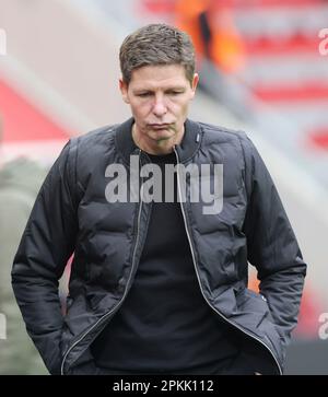 Leverkusen, Deutschland. 08. April 2023. firo : 08.04.2023, Fußball, 1. Liga, 1. Bundesliga, Staffel 2022/2023, Bayer 04 Leverkusen - Eintracht Frankfurt Eintracht Coach Oliver Glasner, Kredit: dpa/Alamy Live News Stockfoto