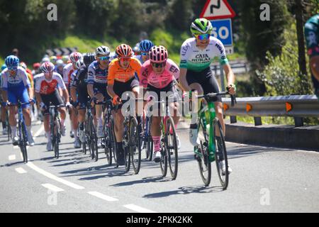 Amorebieta Etxano, Spanien. 07. April 2023. Balkon de Bizkaia, Spanien, 07. April 2023: Der Euskaltel - Esukadi Rider, Gotzon Martin während der 5. Etappe des Baskenlandes Itzulia zwischen Ekin und Amorebieta-Etxano am 07. April 2023 auf dem Balkon de Bizkaia, Spanien. (Foto: Alberto Brevers/Pacific Press) Kredit: Pacific Press Media Production Corp./Alamy Live News Stockfoto