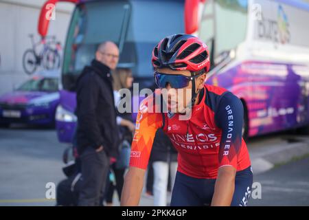 Amorebieta-Etxano, Euskadi, Spanien. 7. April 2023. Ekin, Spanien, 07. April 2023: Der INEOS - Grenadierreiter, Egan Bernal während der 5. Etappe des Baskenlandes Itzulia 2023 zwischen Ekin und Amorebieta-Etxano, am 07. April 2023, in Ekin, Spanien. (Kreditbild: © Alberto Brevers/Pacific Press via ZUMA Press Wire) NUR ZUR REDAKTIONELLEN VERWENDUNG! Nicht für den kommerziellen GEBRAUCH! Kredit: ZUMA Press, Inc./Alamy Live News Stockfoto