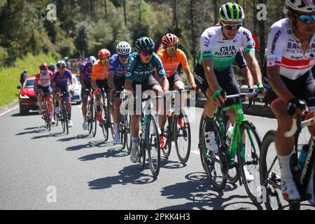 Amorebieta-Etxano, Euskadi, Spanien. 7. April 2023. Balkon de Bizkaia, Spanien, 07. April 2023: Der Fahrer des Kern Pharma Teams, Carlos Garcia Pierna während der 5. Etappe des Baskenlandes Itzulia zwischen Ekin und Amorebieta-Etxano, am 07. April 2023 auf dem Balkon de Bizkaia, Spanien. (Kreditbild: © Alberto Brevers/Pacific Press via ZUMA Press Wire) NUR ZUR REDAKTIONELLEN VERWENDUNG! Nicht für den kommerziellen GEBRAUCH! Kredit: ZUMA Press, Inc./Alamy Live News Stockfoto