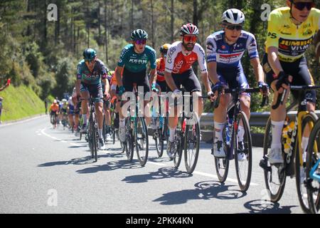 Amorebieta-Etxano, Euskadi, Spanien. 7. April 2023. Balkon de Bizkaia, Spanien, 07. April 2023: Der Reiter aus Soudal - Quick Step, Andrea Bagioli während der 5. Etappe des Baskenlandes Itzulia zwischen Ekin und Amorebieta-Etxano, am 07. April 2023, auf dem Balkon de Bizkaia, Spanien. (Kreditbild: © Alberto Brevers/Pacific Press via ZUMA Press Wire) NUR ZUR REDAKTIONELLEN VERWENDUNG! Nicht für den kommerziellen GEBRAUCH! Kredit: ZUMA Press, Inc./Alamy Live News Stockfoto