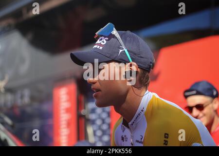 Amorebieta-Etxano, Euskadi, Spanien. 7. April 2023. Ekin, Spanien, 07. April 2023: The INEOS - Grenadiers Rider, Luke Plapp während der 5. Etappe des Baskenlandes Itzulia 2023 zwischen Ekin und Amorebieta-Etxano, am 07. April 2023, in Ekin, Spanien. (Kreditbild: © Alberto Brevers/Pacific Press via ZUMA Press Wire) NUR ZUR REDAKTIONELLEN VERWENDUNG! Nicht für den kommerziellen GEBRAUCH! Kredit: ZUMA Press, Inc./Alamy Live News Stockfoto