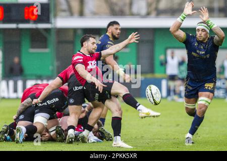 Treviso, Italien. 08. April 2023. Monigo Stadium, Treviso, Italien, 08. April 2023, 08/04/2023; Foto Alfio Guarise; Challenge Cup; Stadio Monigo Treviso; Benetton Treviso vs Cardiff Rugby; Rugby; Quarti di Finale; während der Viertelfinale - Benetton Rugby vs Cardiff - Rugby Challenge Cup Credit: Live Media Publishing Group/Alamy Live News Stockfoto