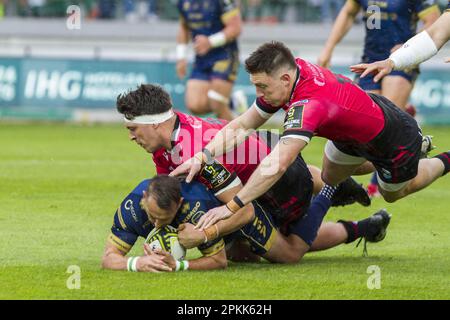 Treviso, Italien. 08. April 2023. 08/04/2023; Foto Alfio Guarise; Challenge Cup; Stadio Monigo Treviso; Benetton Treviso vs Cardiff Rugby; Rugby; Quarti di Finale; während der Viertelfinale - Benetton Rugby vs Cardiff, Rugby Challenge Cup in Treviso, Italien, April 08 2023 Kredit: Unabhängige Fotoagentur/Alamy Live News Stockfoto
