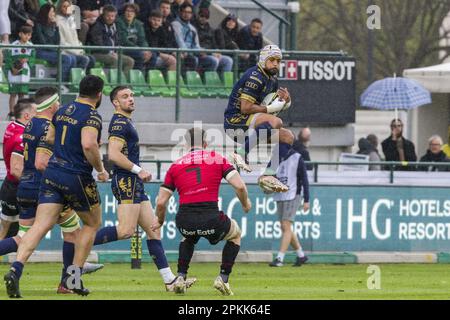 Treviso, Italien. 08. April 2023. 08/04/2023; Foto Alfio Guarise; Challenge Cup; Stadio Monigo Treviso; Benetton Treviso vs Cardiff Rugby; Rugby; Quarti di Finale; während der Viertelfinale - Benetton Rugby vs Cardiff, Rugby Challenge Cup in Treviso, Italien, April 08 2023 Kredit: Unabhängige Fotoagentur/Alamy Live News Stockfoto