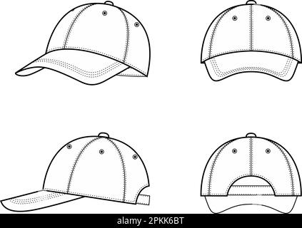 Baseballmütze. Vorne, hinten, seitlich. Stock Vektor