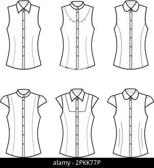 Frauenbluse Set. Technische Vektordarstellung. Stock Vektor