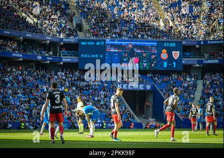 Barcelona, Spanien. 08. April 2023. Joselu (RCD Espanyol) während eines Spiels in La Liga Santander zwischen RCD Espanyol und Athletic Club im RCDE-Stadion am 8. April 2023 in Barcelona, Spanien. (Foto/Felipe Mondino) Kredit: Live Media Publishing Group/Alamy Live News Stockfoto