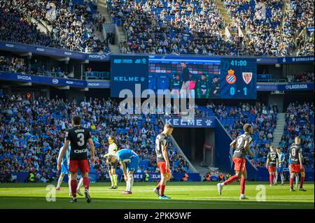 Barcelona, Spanien. 08. April 2023. Joselu (RCD Espanyol) während eines Spiels in La Liga Santander zwischen RCD Espanyol und Athletic Club im RCDE-Stadion am 8. April 2023 in Barcelona, Spanien. (Foto/Felipe Mondino) Kredit: Unabhängige Fotoagentur/Alamy Live News Stockfoto