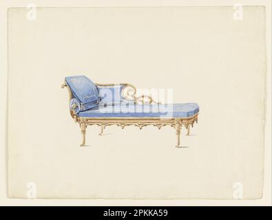 Design für ein Sofa im gotischen Stil Franz : Dessin pour une méridienne de style Neo-gothique Ca. 1830 von Augustus Charles Pugin Stockfoto